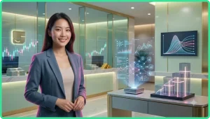 Ảnh minh họa bàn roulette quay cận cảnh với ánh sáng neon xanh và tông vàng ánh kim