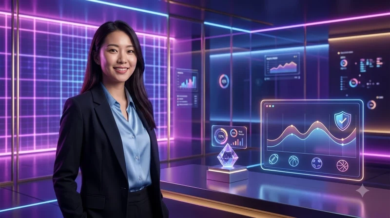 Hình minh họa 3D về heo đất, đồng xu và các biểu tượng thu nhập, chi phí, rủi ro, thời gian để giải thích khái niệm ngân sách cược