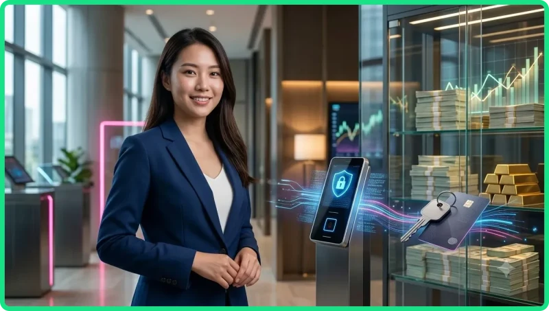Khiên bảo mật kỹ thuật số với dữ liệu được mã hóa, minh họa khái niệm quyền riêng tư và bảo mật SC88