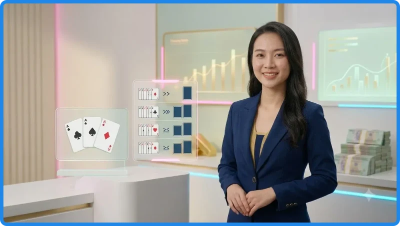 Minh họa hình ảnh người chơi đang xếp bài trên bàn cờ
